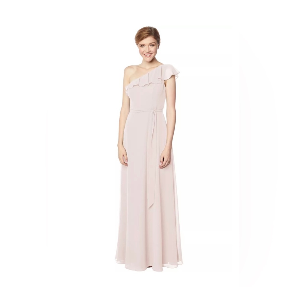 Bill Levkoff Petal Pink Chiffon One Shoulder A-line Dress